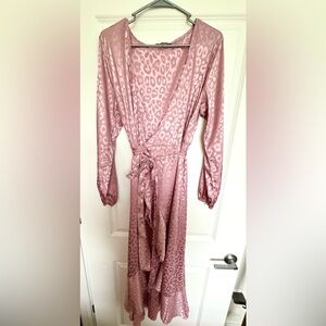 Pink cheetah print wrap dress